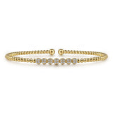 14K Yellow Gold Bujukan Bead and Cluster Diamond Bangle