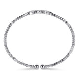 14K White Gold Bujukan Bead and Hexagon Cluster Diamond Bangle