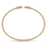 14K Yellow Gold Bujukan Diamond Teardrops Bangle
