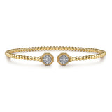 14K Yellow Gold Bujukan Diamond Hexagon Split Bangle