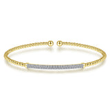 14K Yellow Gold Bujukan Diamond Bar Split Bangle