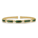 14K Yellow Gold Diamond and Malachite Bujukan Bangle