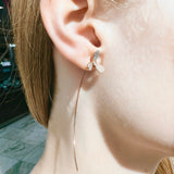14KT Rose Gold Diamond Threader Earrings – Elegant Floral Drop Design