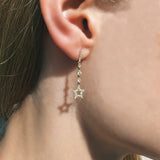 14KT Yellow Gold Diamond Star Dangle Earrings – Celestial Elegance in Every Drop