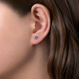 14K White Gold Amethyst and Diamond Halo Stud Earrings