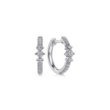 14K White Gold Diamond Huggie Earrings