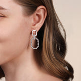 925 Sterling Silver Octagon White Sapphire Bujukan Stud Drop Earrings