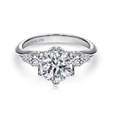 Rosario - 18K White Gold Three Stone Round Diamond Engagement Ring