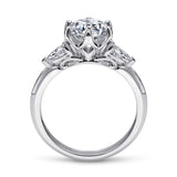 Rosario - 18K White Gold Three Stone Round Diamond Engagement Ring