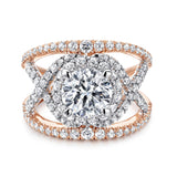 Naples - 14K White-Rose Gold Round Halo Diamond Engagement Ring