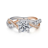 Sandrine- 14K White-Rose Gold Round Diamond Twisted Engagement Ring