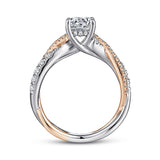 Sandrine- 14K White-Rose Gold Round Diamond Twisted Engagement Ring