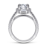 Ryland- 18k White Gold Octagonal Halo Round Diamond Engagement Ring