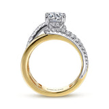 Emerie - 14K White-Yellow Gold Round Bypass Diamond Engagement Ring