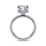 Alina - 14K White Gold Hidden Halo Round Diamond Engagement Ring