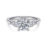 Sunday - 14K White Gold Round 3 Stone Diamond Engagement Ring