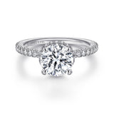Rocco - 18K White Gold Hidden Halo Round Diamond Engagement Ring