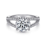 Dominga - 18K White Gold Round Split Shank Diamond Engagement Ring