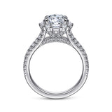 Rainier - 14K White Gold Cushion Halo Round Diamond Engagement Ring
