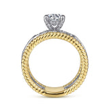 Galia - 14K White-Yellow Gold Round Diamond Engagement Ring