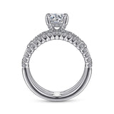 Gemma - 14K White Gold Wide Band Round Diamond Engagement Ring