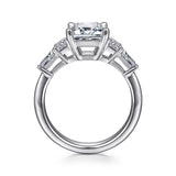 Everley - 18K White Gold Emerald Cut Five Stone Diamond Channel Set Engagement Ring