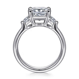 Emme - 18K White Gold Cushion Cut Three Stone Diamond Engagement Ring