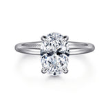 Rainah - 14K White Gold Hidden Halo Oval Diamond Engagement Ring