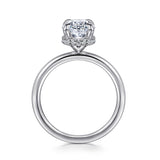Rainah - 14K White Gold Hidden Halo Oval Diamond Engagement Ring