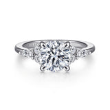 Avah - 14K White Gold Round Diamond Cluster Engagement Ring