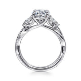 Deisha - 14K White Gold Split Shank Round Diamond Engagement Ring