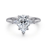 Louann - 14K White Gold Pear Shape Three Stone Diamond Engagement Ring