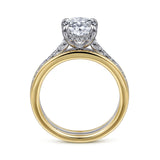 Feah - 14K Yellow-White Gold Wide Band Oval Diamond Engagement Ring