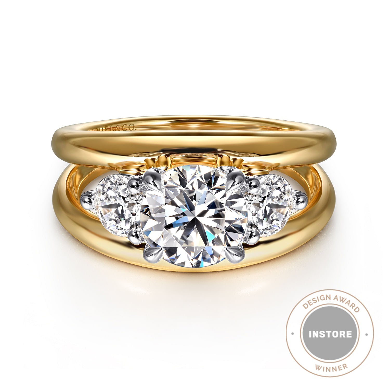 Danni - 14K Yellow Gold Round Three Stone Diamond Engagement Ring Danni - 14K Yellow Gold Round Three Stone Diamond Engagement Ring