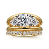 Danni - 14K Yellow Gold Round Three Stone Diamond Engagement Ring