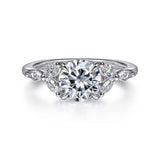 Adella - 14K White Gold Round Diamond Engagement Ring