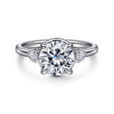 Ebony - 14K White Gold Round Three Stone Diamond Engagement Ring