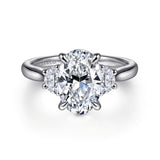 Devon - 14K White Gold Oval Three Stone Diamond Engagement Ring