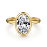 Linny - 14K Yellow Gold Oval Bezel Set Diamond Engagement Ring