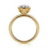 Linny - 14K Yellow Gold Oval Bezel Set Diamond Engagement Ring