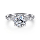 Ocean - 14K White Gold Round Hidden Halo Diamond Engagement Ring