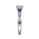 Carrie - 14K White Gold Round Five Stone Sapphire and Diamond Engagement Ring