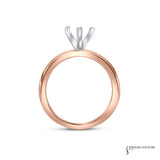 Tulip - 14KT White and Rose Gold Round Solitaire Semi-Mount Engagement Ring
