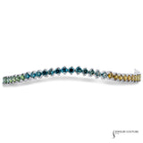 18KT White Gold Multi-Color Diamond Tennis Bracelet