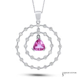 Azalea - 18KT White Gold Pink Sapphire Center with Diamond Accents Necklace