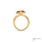Salvia - 14KT Yellow Gold Ruby Ring with Diamonds