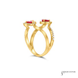 Salvia - 14KT Yellow Gold Ruby Ring with Diamonds