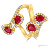 Salvia - 14KT Yellow Gold Ruby Ring with Diamonds