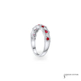 Hyacinth - 14KT White Gold Diamond and Ruby Ring