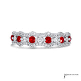Hyacinth - 14KT White Gold Diamond and Ruby Ring